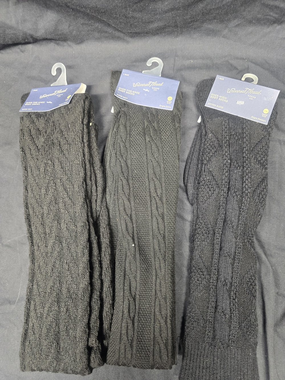 Universal Thread Women's Knee High Boot Socks Black Super Soft Size 4–10 NWT